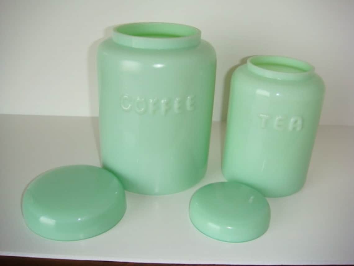 Jadite Jadeite Canister Set Coffee and Tea Etsy