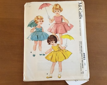 Girls Dress Size 1 McCall's 4985 Three Bodice Styles 1950's Dress