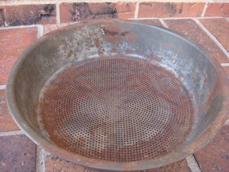 Antique Grain Sieve Metal Grain Sieve Farm House Decor Herb Garden Planter Rustic Farm House
