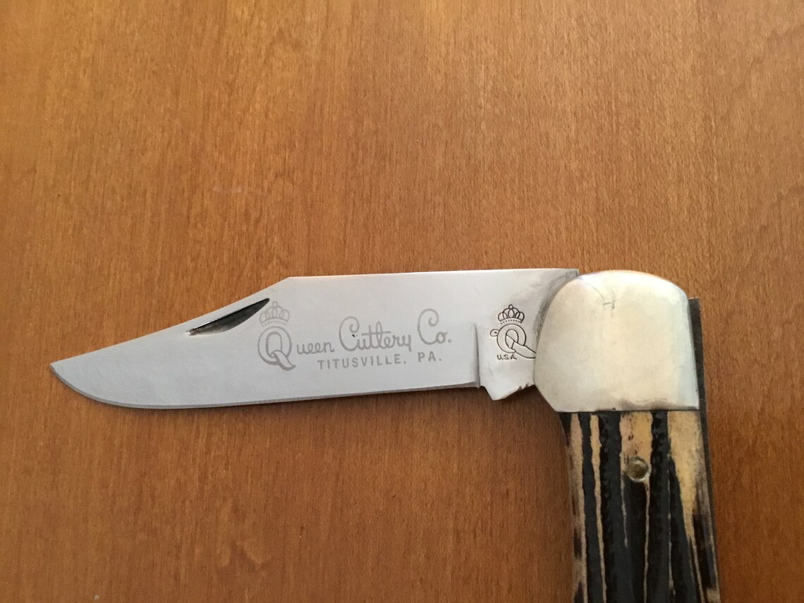 Queen Knife Folding Hunter 44 Large Queen Folding Hunter Made Etsy