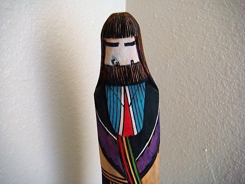 Vintage Native American Indian Hand Carved Long Hair Kachina Etsy