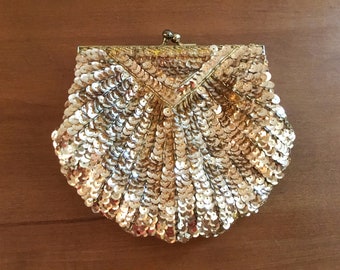 Sequin Evening Bag Gold Sequins Speyer Milor Handbag