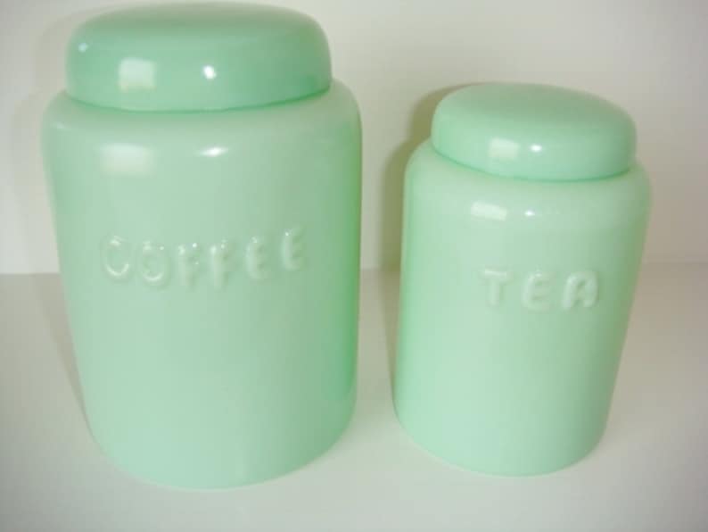Jadite Jadeite Canister Set Coffee and Tea Etsy