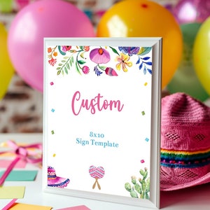 Editable Fiesta Baby Shower Party Custom Sign Template Printable Senorita Baby Shower Personalized Signs Mexican Birthday Party Corjl SFBS