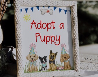 Adopt a Puppy Sign, Puppy Party, Puppy Decorations, Dog Party, Dog Birthday, Puppy Party Decorations, Puppy Pawty, Party Sign, PAWR