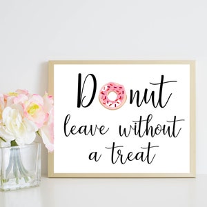 Donut Bar Sign, Donut Leave Without A Treat, Dessert Bar Sign, Wedding Sign, Donut Bar, Wedding Decorations, Wedding Treats, Donut image 1