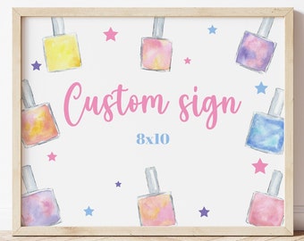 Editable Mani Party Custom Sign Template, Manicure Nail Party Personalized Signs, Printable Girls Mani Pedi Party Decorations, Corjl, MPNP