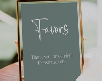 Sage Green Favors Sign Template, Boho Baby Shower, Minimalist Baby Shower, Favor Table Sign, Baby Shower Decorations, Instant, SGBS