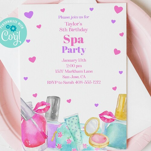 Editable Manicure Spa Party Invitation Spa Manicure Pedicure - Etsy