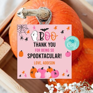 Thank You For Being Spooktacular, Printable Halloween Thank You Tag, Teacher Appreciation, Nanny, Babysitter, Corjl, Halloween Tag, PBOO