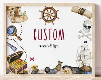 Editable Pirate Birthday Party Custom Sign Template, Boys Pirate Birthday Party Signs, Printable Pirate Party Decorations, Corjl, PIBI