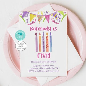 Editable 5th Birthday Invitation Template Fifth Birthday Party Corjl 5 Year Old Birthday Party Invite Printable Invitation Digital FICA