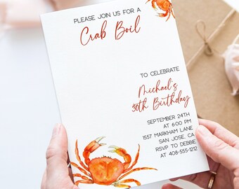 Editable Crab Boil Invitation Template Crab Feast Invite Crab Feed Invitation Crab Dinner Printable Invitation Corjl Seafood Party CRMP