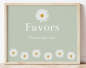 Retro Daisy Favors Sign, Baby Shower Decorations, Oh Baby Favor Table Sign, 1st Birthday Party, Minimalist, Printable Daisy Sign, GRDA