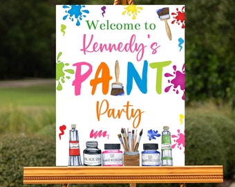 Editable Paint Party Welcome Sign Template Printable Painting Party Decorations Art Party Art Birthday Party Sign Corjl Girls Art Party PAPA