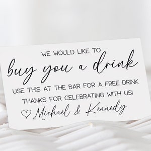 Boleto de bebida para boda / Cupón de bar / Tarjeta de recepción de boda / Cupón de bebida / Boleto de bar imprimible / Boletos de bebida editables / Corjl / BUFD
