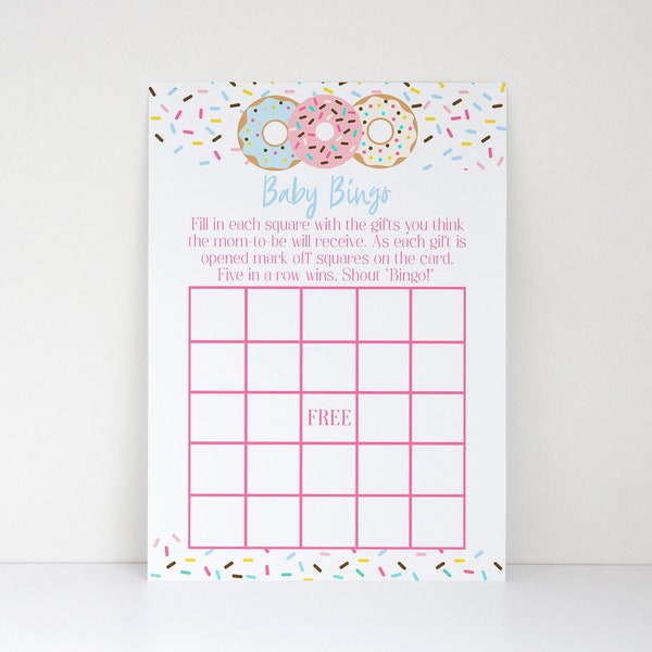 Baby Shower Bingo, Donut Sprinkle Baby Shower, Bingo Game, Donut Baby Shower, Baby Shower Games, Baby Sprinkle, Instant Download, DSBS