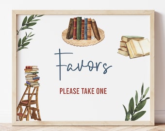 Printable Favors Sign, Book Themed Baby Shower, Favor Table Sign, Storybook Baby Shower, Baby Shower Sign, Instant, Gender Neutral, BOBS