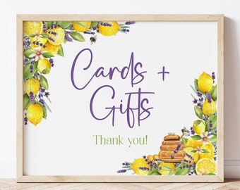 Lemon and Lavender Cards and Gifts Sign Lemon Bridal Shower Lavender and Honey Wedding Shower Lemon Baby Shower Main Squeeze  Printable LLHB