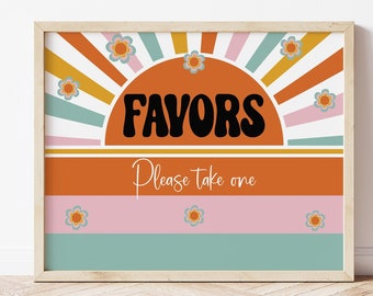 Hippie Party Favors Sign, Two Groovy Party, One Groovy Girl Decorations, 70's Party, Favor Table Sign Decorations, Printable Sign, GROO