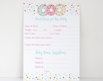 Predictions for the Baby and Baby Name Suggestions, Donut Sprinkle Baby Shower, Donut Baby Shower, Baby Shower Games, Instant Download, DSBS