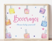 Beverage Sign Spa Party Mani Pedi Party Manicure Party Girls Spa Party Spa Party Signs Drinks Sign Spa Party Decorations Printable MPNP Il_170x135
