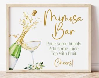 Brunch and Bubbly Mimosa Bar Sign Template, Bubbly Bar Sign, Champagne Mimosas Sign, Bridal Shower Decorations, Wedding Shower, BRBU