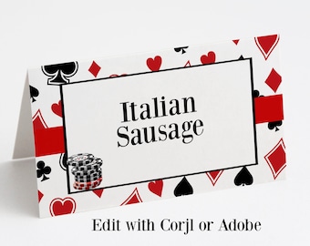 May include: White card with a red and black playing card design border. The card has a white rectangle in the center with the text "Italian Sausage".