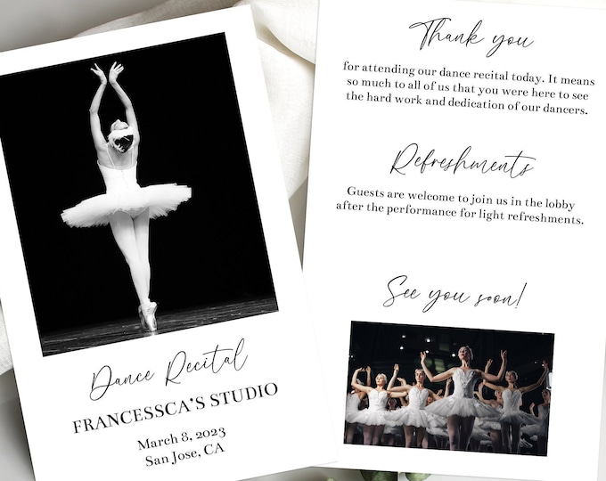 Dance Recital Program Template - Printable Piano Recital - Word, PDF ...