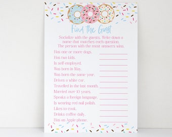 Find the Guest, Guess Who, Donut Sprinkle Baby Shower, Baby Sprinkle, Baby Shower Games, Donut Baby Shower, Ice Breaker Games, Instant, DSBS