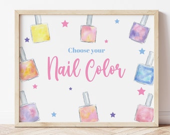 Choose Your Nail Color Sign Manicure Party Spa Party Mani Pedi Party Girls Spa Party Spa Party Signs Spa Party Decorations Printable MPNP