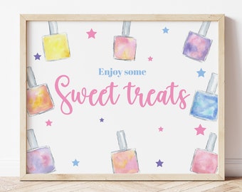 Sweet Treats Nail Party Sign Girls Birthday Party Manicure Party Decorations Mani Pedi Party Spa Party Signs Treat Table Sign Printable MPNP