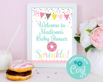 Editable Sprinkle Baby Shower, Baby Shower Sign, Welcome Sign, Corjl, Sprinkle Decor, Sprinkle Sign, Baby Shower Decorations, Printable