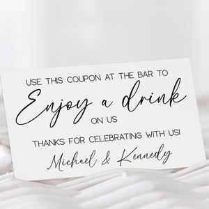 Boleto de bebida para boda / Cupón de bar / Tarjeta de recepción de boda / Cupón de bebida / Boleto de bar imprimible / Boletos de bebida editables / Corjl / HADT