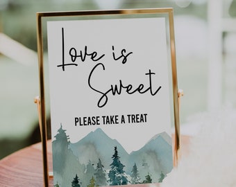 Love is Sweet Please Take a Treat Sign, Mountain Bridal Shower, Rustic Bridal Shower, Treat Sign, Bridal Shower Treats, Wedding Shower, MFBW