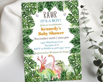 Dinosaur Baby Shower Invitation Editable Template Printable - Etsy