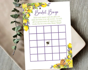 Lemon and Lavender Bridal Shower Bingo, Printable Bridal Shower Game, Lemon Lavender Honey Wedding Shower Activity, Instant Download, LLHB