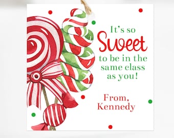 It's So Sweet To Be In The Same Class As You Christmas Favor Tags Printable School Christmas Tags Classroom Christmas Corjl Editable