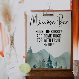 Insegna rustica per addio al nubilato con mimosa, matrimonio in montagna, decorazioni per addio al nubilato, matrimonio nella foresta, insegna per addio al nubilato, insegna stampabile, MFBW