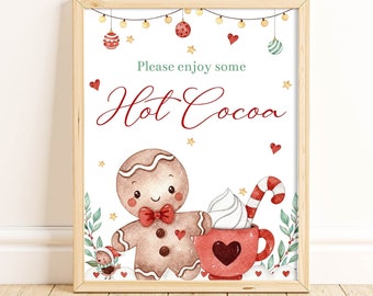 Printable Hot Cocoa Sign Cookies and Cocoa Hot Chocolate Cookie Swap Decorations Cookie Exchange Christmas Birthday Christmas Party CCWA