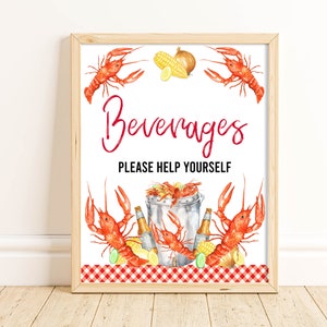 Printable Beverage Sign, Crawfish Boil, Crawfish Dinner, Crawfish Party, Drinks Sign, Table Sign, Crawfish Party Decorations, Instant, CFBP