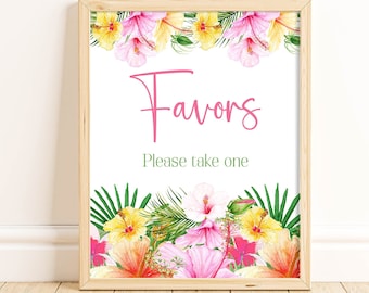 Favors Sign for Luau Party Decorations, Bridal Shower Baby Shower Graduation Party and Birthday Party Decor, Printable, Instant, LUFL