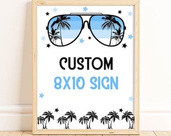 Editable Two Cool Custom Sign, Printable 2nd Birthday Party Decorations, Boys Second Party Decor, Corjl, Sunglasses Two Year Old Party, BLOC