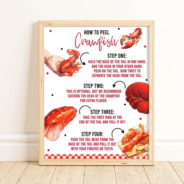 Printable How To Peel Crawfish Sign, Crawfish Boil Party Decorations, Seafood Party, Craw Fish Boil, Instant Download, Summer Party, CFBP