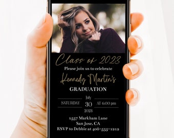 Graduation Announcement Evite, Graduation Party Invitation, Text or Email, Grad Party Electronic E-vite, Ecard, Class of 2024, Corjl, #2777