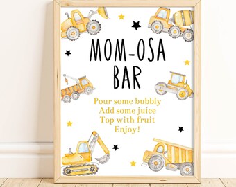 Printable Construction Momosa Bar Sign | Construction Baby Shower | Mimosa Bar Sign | Boy Baby Shower Decorations | Instant Download | BUCS