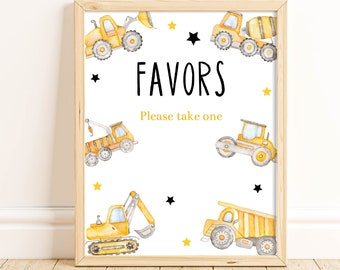 Printable Construction Favors Sign | Construction Baby Shower | Construction Birthday | Party Decorations | Instant Download | BUCS