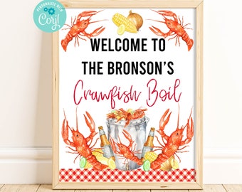 Editable Crawfish Boil Welcome Sign, Crawfish Party, Crawfish Birthday Party, Crawfish Feast, Printable Sign, Instant Download, Corjl, CFBP