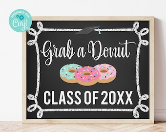 Editable Class of 2024 Sign, Donut Graduation Sign, High School Graduation, Senior Breakfast, Graduation Party Sign, Graduation Printable