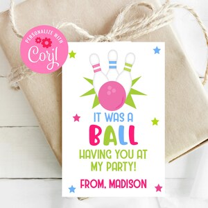 Editable Bowling Favor Tag, Bowling Party, Bowling Tag, Bowling Party Decorations, Bowling ...